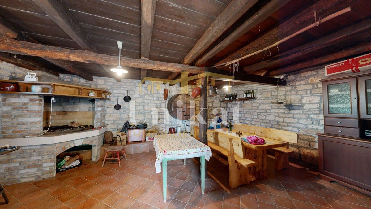 Posest z dvema kamnitima hišama - bazen in velika vrtna površina